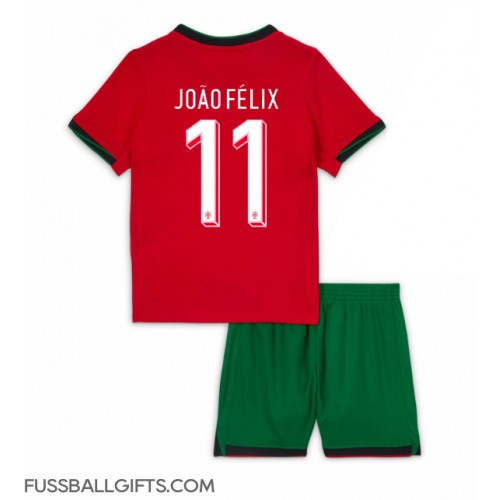 Portugal Joao Felix #11 Fußballbekleidung Heimtrikot Kinder EM 2024 Kurzarm (+ kurze hosen)